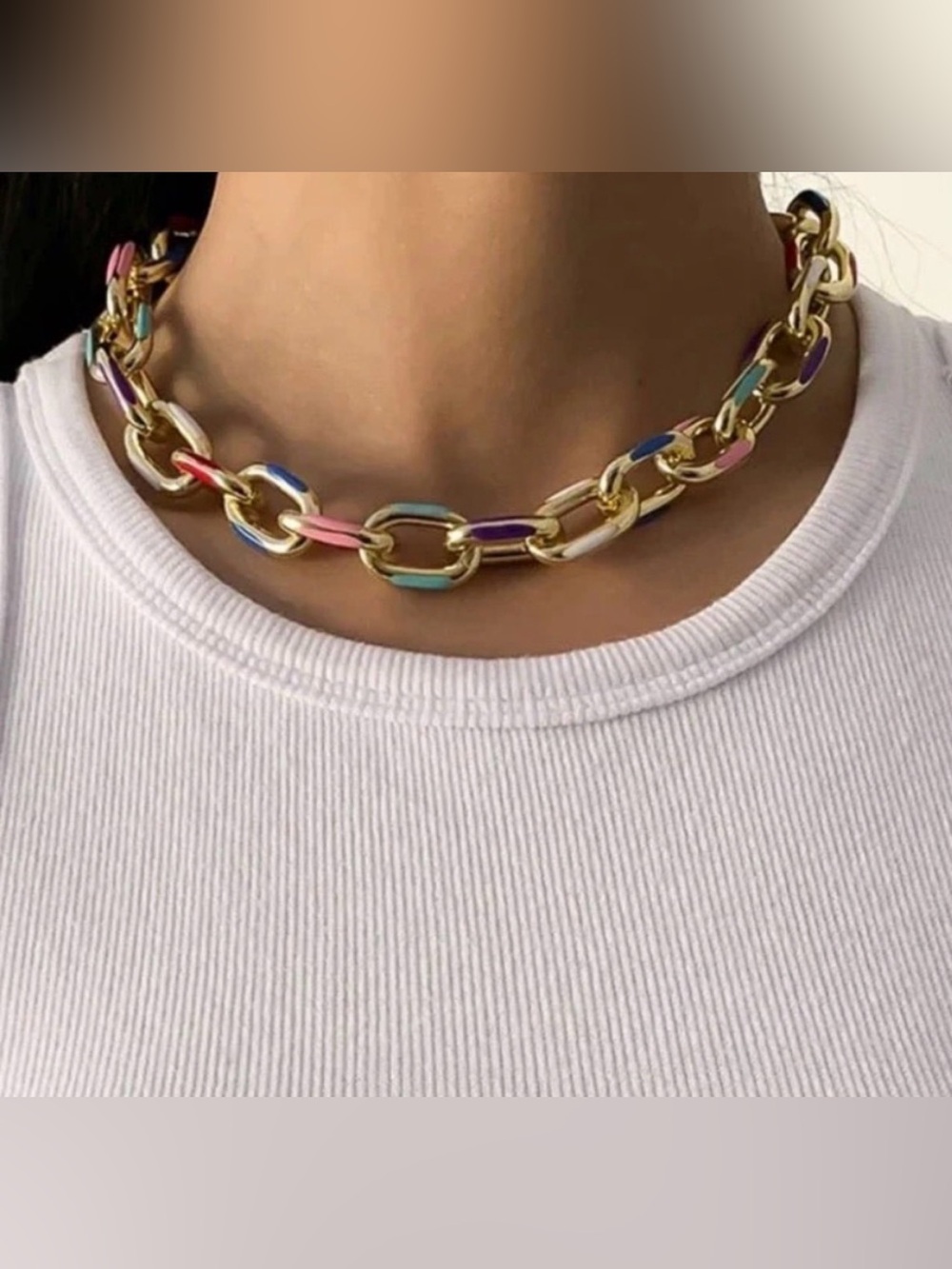 Anthropologie Gold and Multicolor tone
Chain Necklace Bracelet set. - Picture 6 of 7